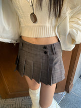 ラップチェックプリーツミニスカート