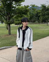 Lift color block track zip-up
