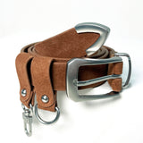 double loop suede western belt brown