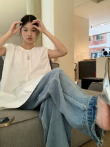 フレンチシャツ ルーズフィット ノースリーブTシャツ