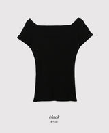オフショルダースリムリブ半袖Tシャツ (3color)