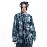 Washed Painted Check Shirt - NAVY