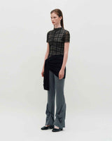 Plaid Smocking T-Shirt _ BLACK