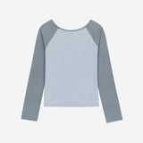 Stripe Raglan Long Sleeve / Blue Grey