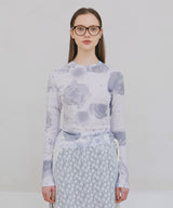 Flower Photo Printed Top - Grey