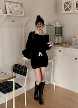 Slit Layered Knit Skirt Pants (2color)
