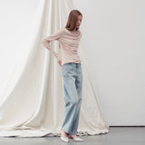 シャーリングドレープ長袖トップ BEIGE