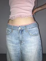 pink lingerie outfit denim pt