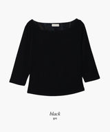 Boat Neck Three Quarter Sleeve T-Shirt (4color)