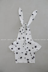 Rabbit ears Star star cropped short-sleeved hoodie