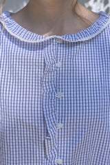 Frill Gingham Blouse [Blue]