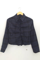 ruffle frill checkered short shirt