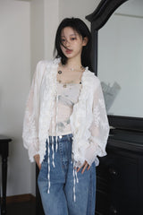 Tweed Studded Denim Pants