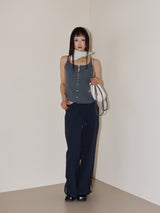 SEERSUCKER BUTTON PANTS (NAVY)