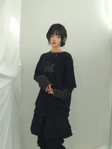 Double ribbon knee-point pants