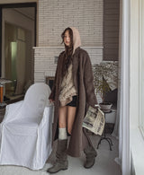 [wool 100%] リニアハンドメイドダブルコート