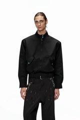 Striped Stand Collar Jacket