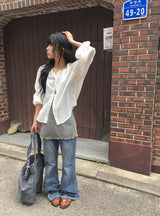ガク ベーシック セミワイド ブーツカット デニムパンツ
