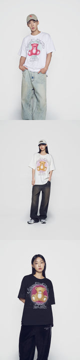 24FW BLUR SKETCH BEAR SHORT SLEEVE T-SHIRT WHITE
