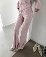 [♡MADE♡] puppy velour hip lettering slim bootcut pants