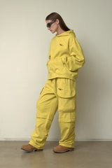 Back point shirring cargo sweat pants (Melange Yellow)