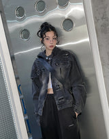 Chris Damage Hooded Denim Jacket