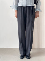 Lucen Strap Pintuck Semi-Wide Slacks Pants