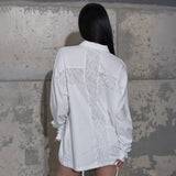 BACK CROSS OVER FIT COLLAR TEE (WHITE) F25ZB021