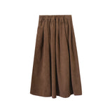 FROST PLEATS CORDUROY LONG SKIRT
