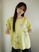 クレヨンフルーツTシャツ (ペアオリーブ)