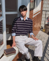Kesio Multi-Stripe Henley Neck Knit