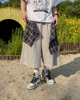 Lever Check Layered Bermuda Pants