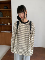 [ユニセックス]ケンッパストライプオーバーラウンドロングスリーブTシャツ