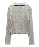 Gothic Cross Embroidery Knit Zip-Up_Beige
