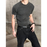 [MUSCLE FIT] Pigment mesh golgi half knit t-shirts(4color)