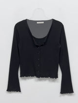 Frill V-Neck Sleeveless Cardigan
