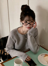 Classic Raglan Round Knit Cardigan (7color)