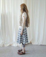 WOOD CHECK FLARE SKIRT