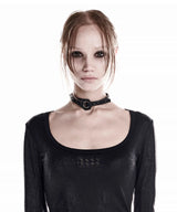 2-WAY STUD LEATHER CHOKER BLACK