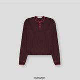 Fingerhole Waffle Henley Neck