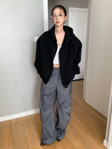 Daily High-Neck Basic Hood Zip-Up