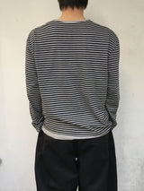 ルアードダブルストライプレイヤードヘンリーネック 3C