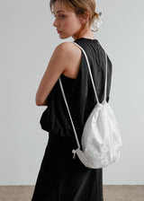 Flower Satin Backpack_White