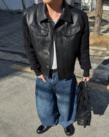 Round denim pants