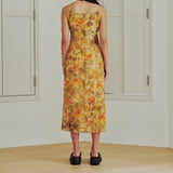 Sheer Flower Long Dress (YELLOW)