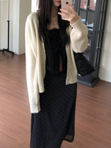 V-knit cardigan (2 colors)