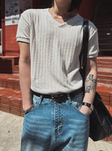 ロバートベロアVネックショートスリーブTシャツ