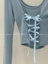 corset ribbon double-sided T-shirt
