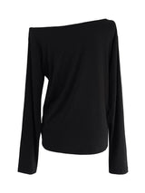 pin off-shoulder long sleeve T (2color)