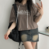 Edelna Printed Short Sleeve Hooded Short Sleeve Short Sleeve Tee